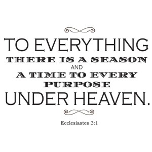 To Everything there is a season: Ecclesiastes 3